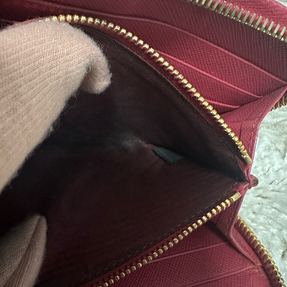 Prada Pink Saffiano Leather Continental Bow Long Zippy Wallet Zip Around Gold - Picture 8 of 11